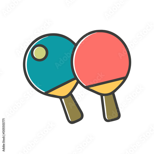 Colorful ping pong paddles, playful competition spirit