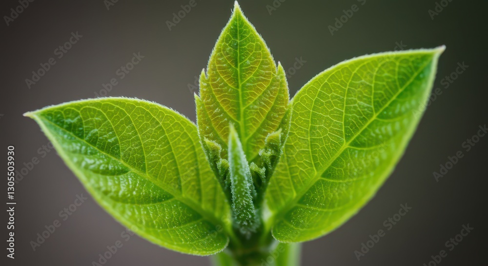 Obraz premium Close-up Growing Green Leaf Sprout Showcasing Springtime and New Life