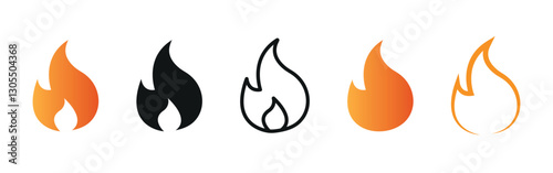 Fire flame icon. A burning symbol representing heat and energy. A fireball sign isolated on a white background. Vector illustration.