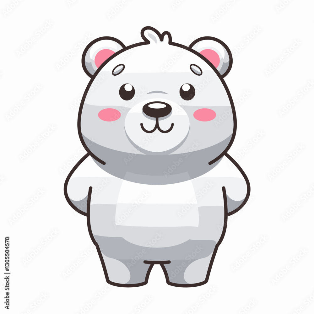 Fototapeta premium Adorable Cartoon Polar Bear with Blushing Cheeks