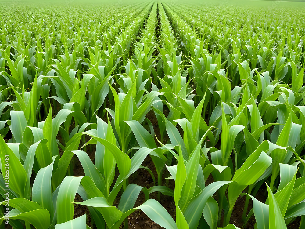 Fototapeta premium Lush Green Corn Field