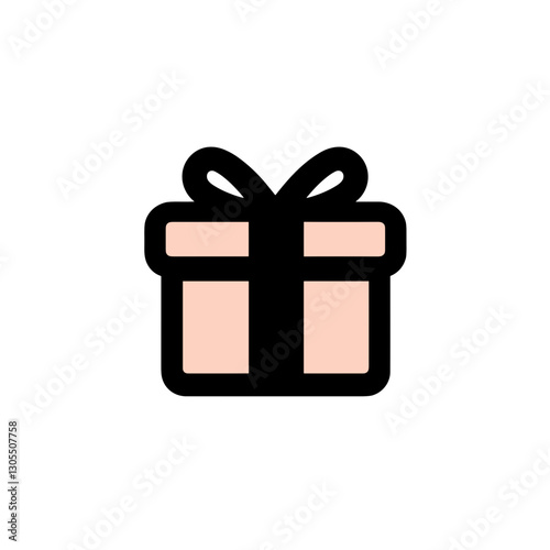 Minimalist gift box icon on white background, celebration concept