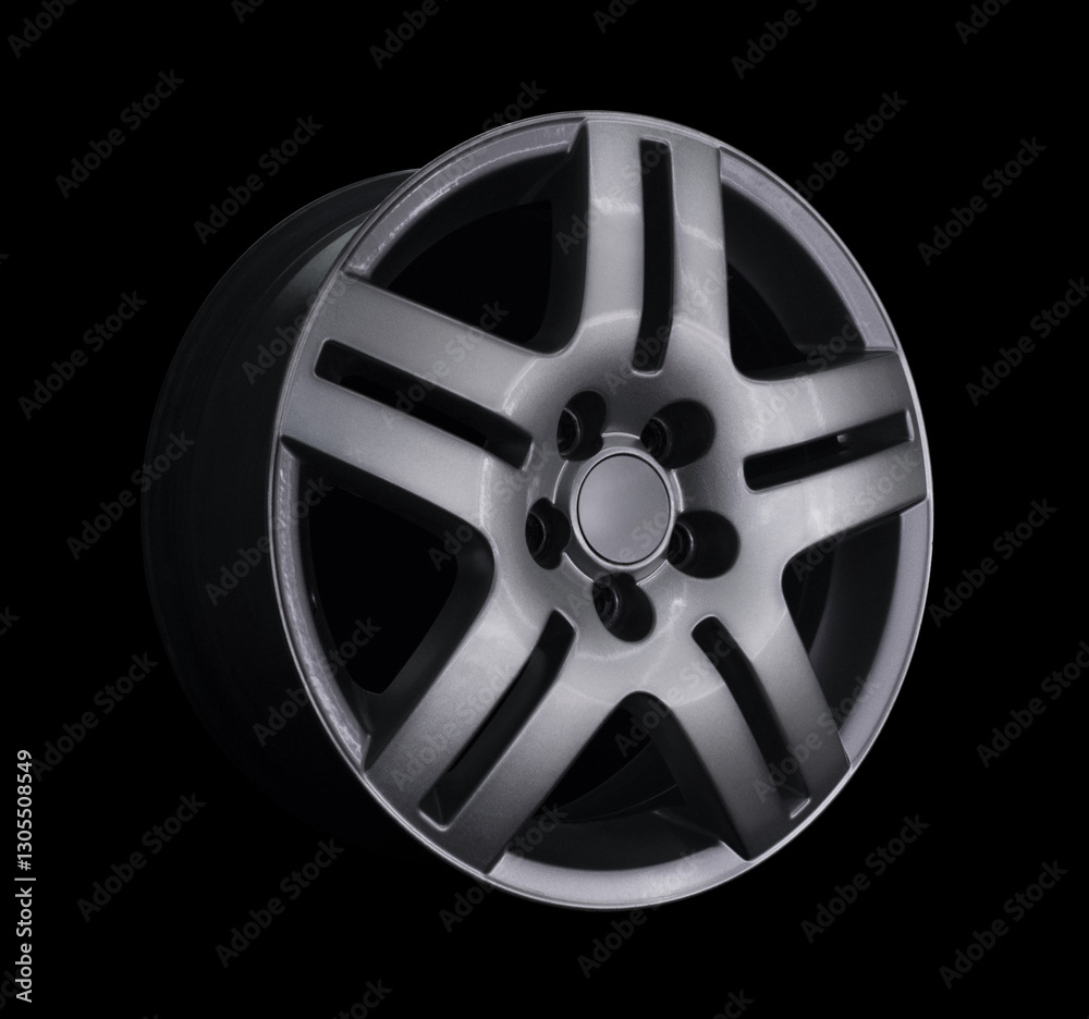 Fototapeta premium Car alloy wheel isolated on black background