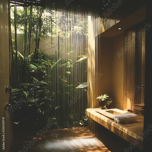 Refined black marble bathroom dual shower elegant sink setup high resolution picture
