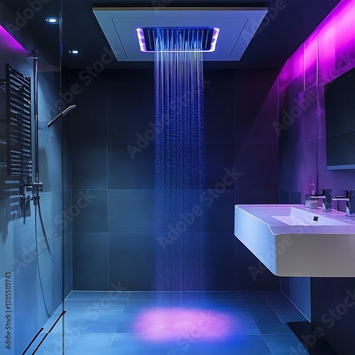 Refined black marble bathroom with dual shower modern sink style high resolution picture