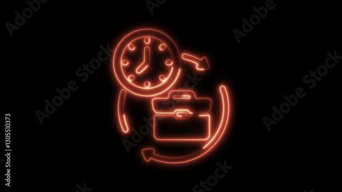 Wallpaper Mural Glowing neon working hours  icon isolated on black background. HD Video motion graphic animation icon Torontodigital.ca