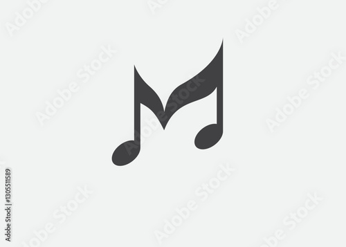 Music logo concept with musical notes in an M letter shape.