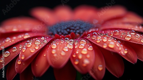 A red flower with water droplets on it