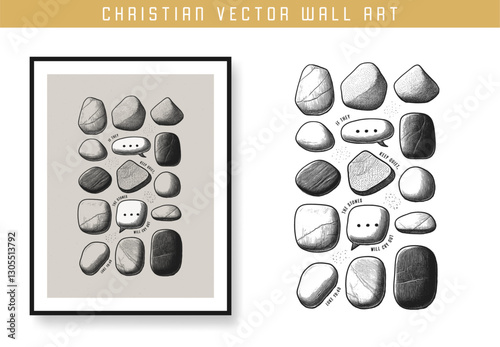 The stones will cry out. Christian scripture motivation poster and inspirational wall art. Bible verse. Christian quote for inspiration. Vector illustration