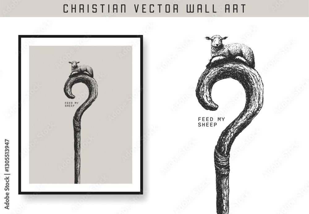 Fototapeta premium Feed my sheep. Christian scripture motivation poster and inspirational wall art. Bible verse. Christian quote for inspiration. Vector illustration