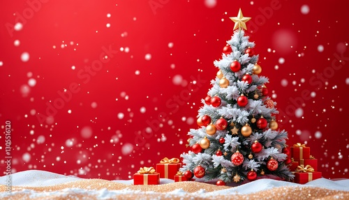 red-christmas-tree-gifts-snow
