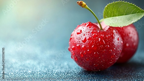 A couple of red cherries sitting on top of a table