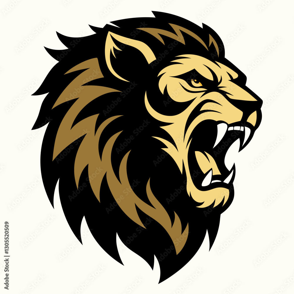 Fototapeta premium A fierce roaring lion head tattoo-style engraving sketch, created with generative AI. Perfect for tattoos, logos, and bold designs. High-quality vector illustration