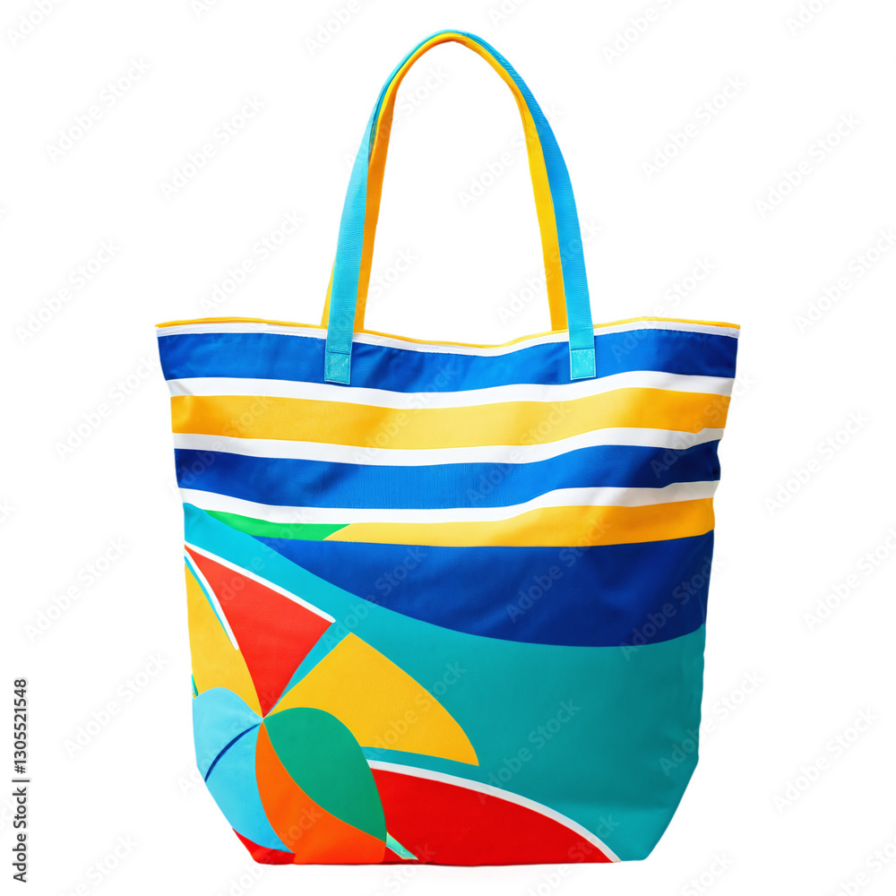 Fototapeta premium Tourist Colorful beach bag isolated on transparent background