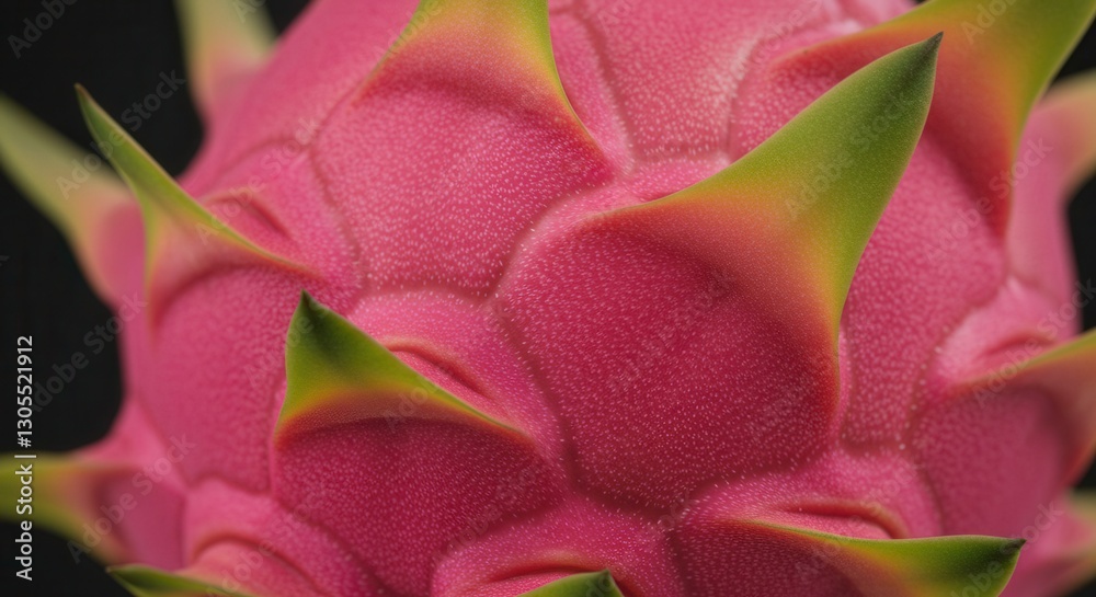 Obraz premium Close-up of Dragon Fruit with Pink Skin and Green Spikes Detail
