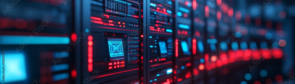 Futuristic data center with glowing servers. Futuristic data center with glowing servers.