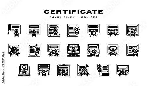 Certificate line icon sets. Universal creative premium symbol. Vector sign icon logo template. Vector illustration