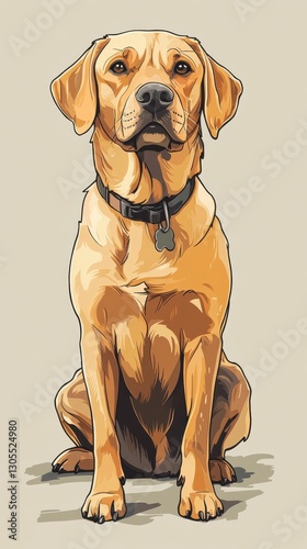 A friendly golden dog sitting and looking towards the viewer