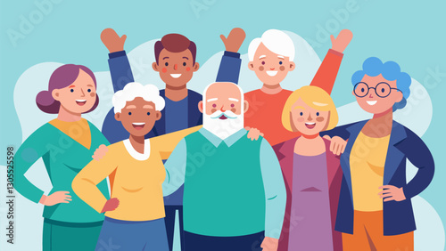 The atmosphere is one of inclusivity and understanding as each seniors voice is heard and valued in this safe space for selfexpression.. Vector illustration