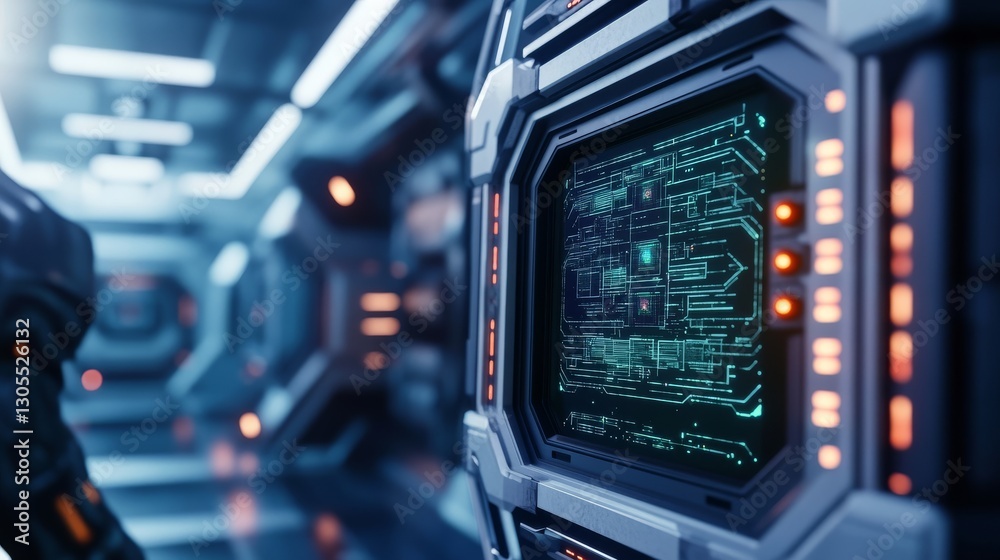 Obraz premium Futuristic interface in a high-tech environment.