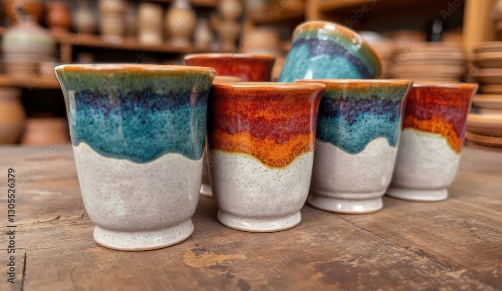 Colorful Handcrafted Ceramic Mugs with Unique Glaze Patterns for Home Decor Colorful Handcrafted Ceramic Mugs with Unique Glaze Patterns for Home Decor