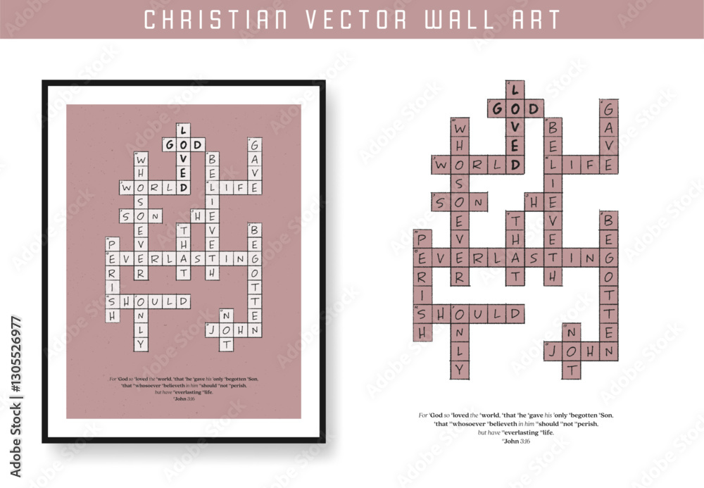 Fototapeta premium God So Loved John 3 16. Christian scripture motivation poster and inspirational wall art. Bible verse. Christian quote for inspiration. Vector illustration