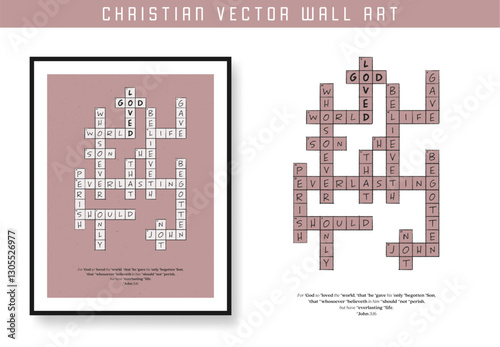 God So Loved John 3 16. Christian scripture motivation poster and inspirational wall art. Bible verse. Christian quote for inspiration. Vector illustration