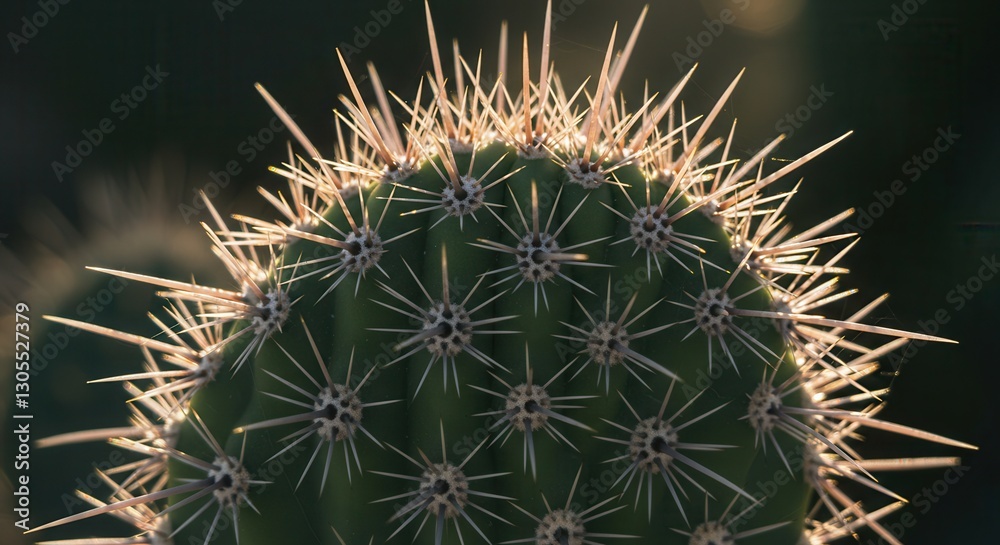 Close Up Cactus with Spines and Backlight Creating a Striking Silhouette Close Up Cactus with Spines and Backlight Creating a Striking Silhouette