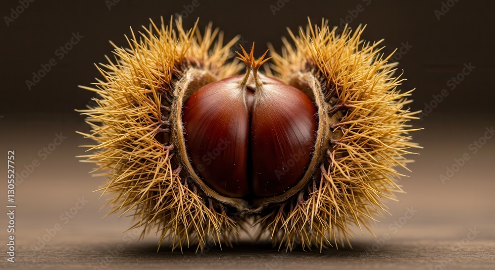 Close Up Chestnut in Husk Ready to Harvest for Autumn Season Close Up Chestnut in Husk Ready to Harvest for Autumn Season