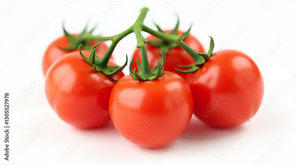Fresh red cherry tomatoes on vine with vibrant colors ready for culinary use in salads or cooking Fresh red cherry tomatoes on vine with vibrant colors ready for culinary use in salads or cooking
