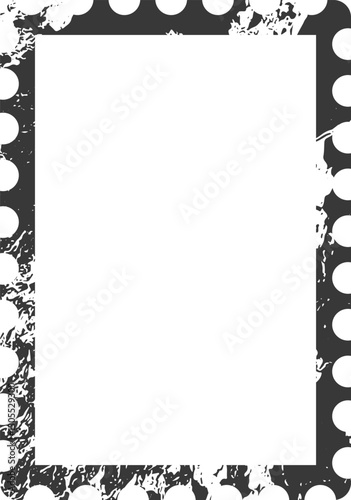 Vintage empty rectangular vector frame with rounded corners, distressed texture, and subtle dotted border, creating postage stamp