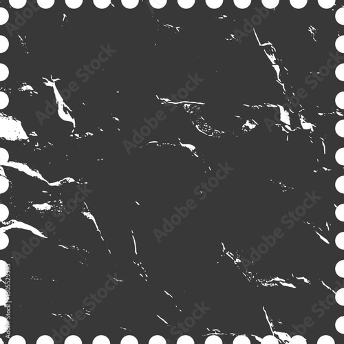 Vintage black vector empty postage stamp featuring serrated edge, blank surface for text insertion