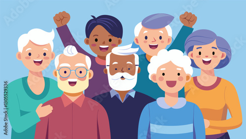 The seniors may have a few more wrinkles and grey hairs but their competitive spirit and love for gaming is as strong as ever.. Vector illustration