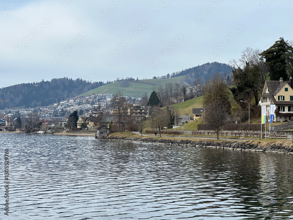 Swiss subalpine lake See Ägerisee or Ageri Lake (Ägeri Lake or Aegeri Lake) - Canton of Zug, Switzerland - (Agerisee oder Aegerisee - Kanton Zug, Schweiz) Swiss subalpine lake See Ägerisee or Ageri Lake (Ägeri Lake or Aegeri Lake) - Canton of Zug, Switzerland - (Agerisee oder Aegerisee - Kanton Zug, Schweiz)