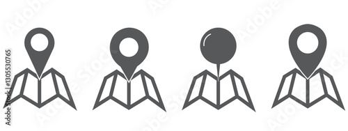 Set of location pin icons. Map marker pointer symbols, GPS location. Navigation map, location navigation icon, geo location point. Vector.