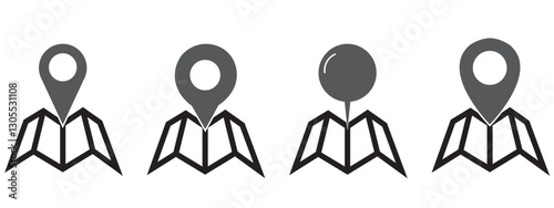 Set of location pin icons. Map marker pointer symbols, GPS location. Navigation map, location navigation icon, geo location point. Vector.