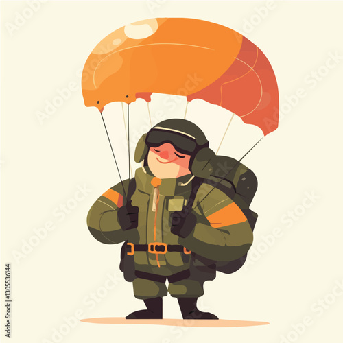 Vector design of a paratrooper soldier character
