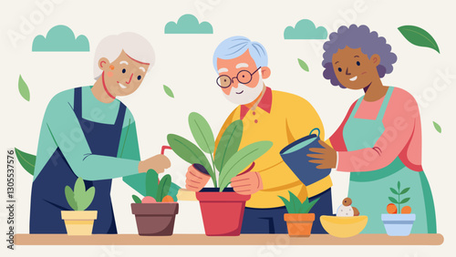 Through handson activities such as potting pruning and transplanting seniors in a theutic horticulture session learn valuable skills such as patience attention to detail and. Vector illustration