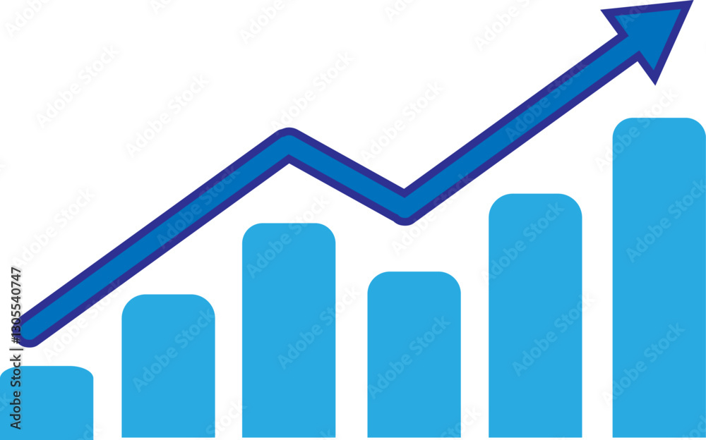 Fototapeta premium Graph diagram up icon, business growth success chart with arrow, vector illustration