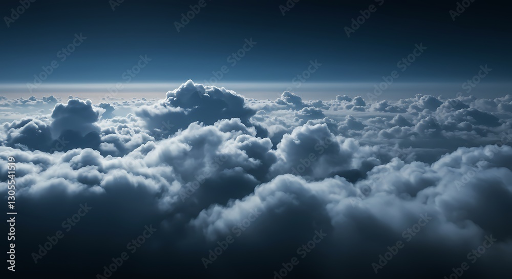 Obraz premium Aerial View of Fluffy Clouds Under Blue Sky Creates Peaceful Scene