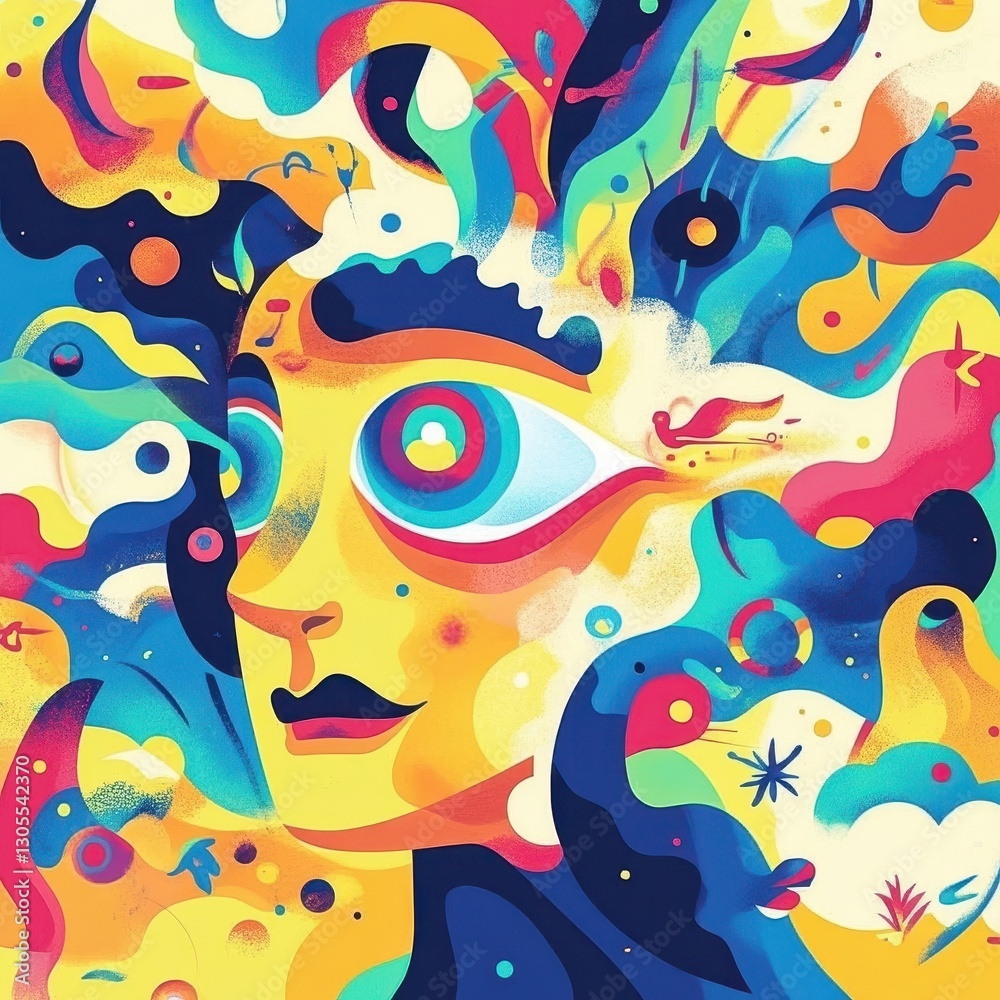 Fototapeta premium A vibrant and abstract portrait of a human face
