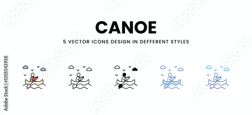 Canoe vector icons set stock illustration.