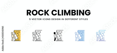 Rock Climbing vector icons set stock illustration.