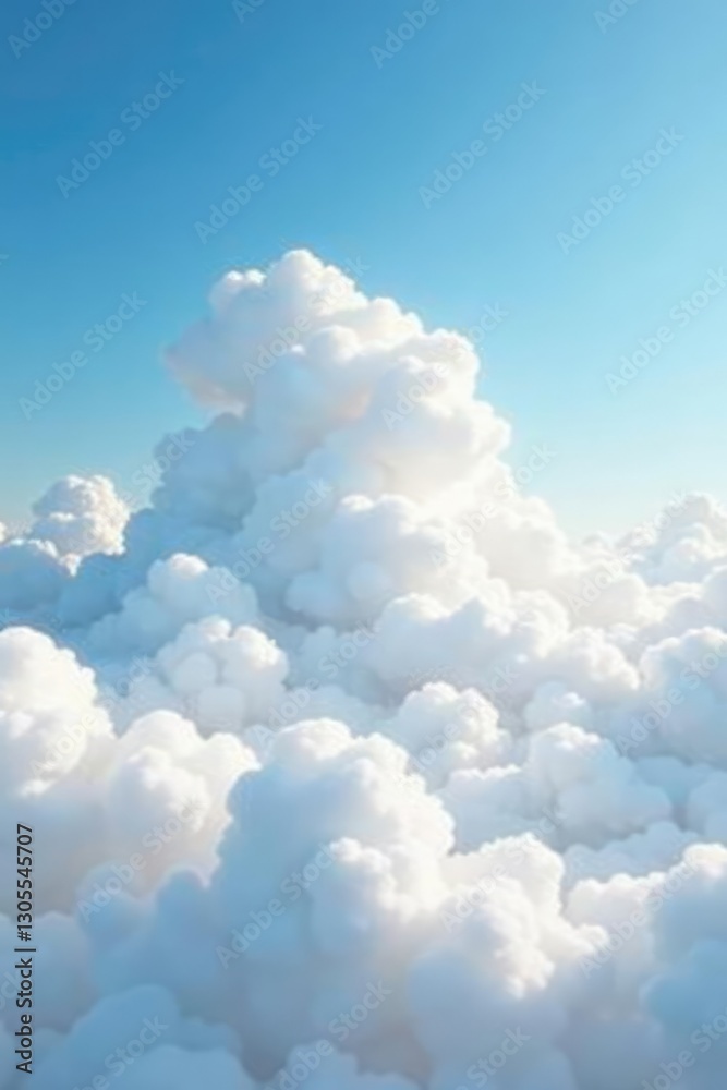 Soft white cloud of cotton wool floats gently in the sky, gentle, landscape Soft white cloud of cotton wool floats gently in the sky, gentle, landscape