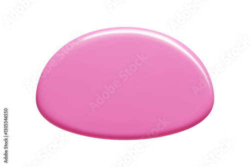 Pink rounded 3d banner in vector format with elliptical shape and luminous surface. Text background element featuring smooth gradient and polished effect for contemporary graphic designs.