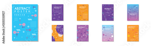 Abstract Poster and Cover with Figures and Shapes Vector Set