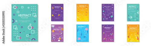 Abstract Poster and Cover with Figures and Shapes Vector Set