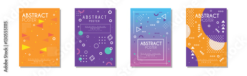Abstract Poster and Cover with Figures and Shapes Vector Set