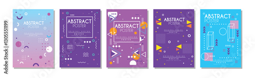 Abstract Poster and Cover with Figures and Shapes Vector Set