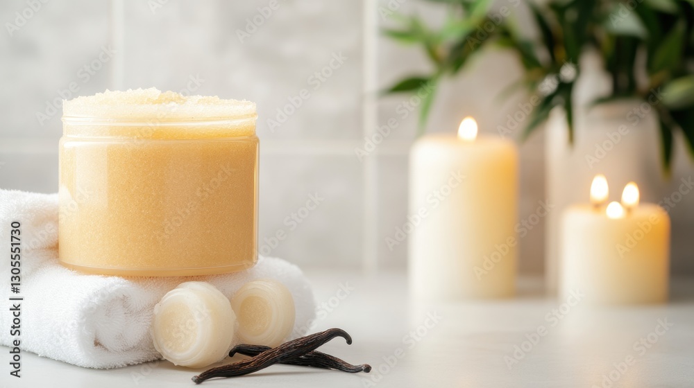 luxurious spa treatment, relax at the spa with a body scrub made with luxurious ingredients, surrounded by soothing candlelight in a cozy setting luxurious spa treatment, relax at the spa with a body scrub made with luxurious ingredients, surrounded by soothing candlelight in a cozy setting